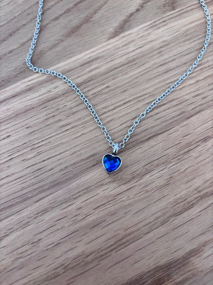 Collier Cinéraire Cœur Cristal Bleu - photo 1