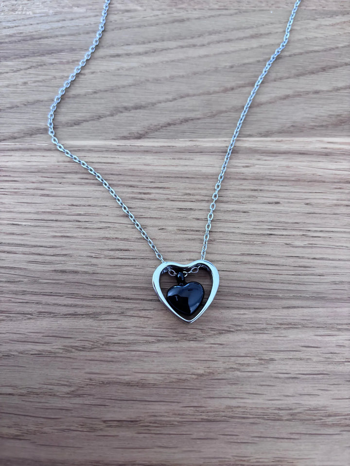 Collier Cinéraire Cœur Noir - photo 1