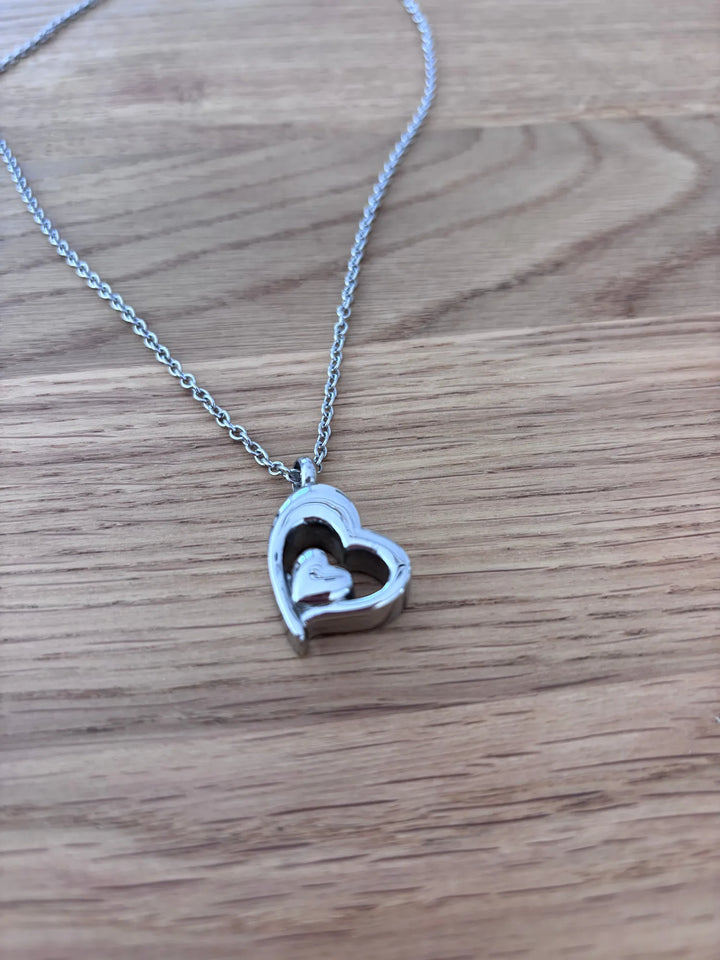 Collier Cinéraire Double Cœur Argent - photo 1